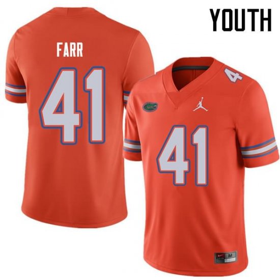 Youth Florida Gators #41 Ryan Farr NCAA Jordan Brand Orange Authentic Stitched College Football Jersey PCT5862BE